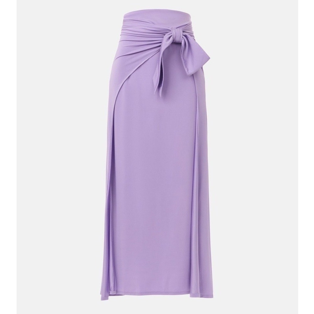 RABANNE Jupe Faux Wrap‎ Maxi Skirt Lavender Side Slits Double Lined Sz US 6